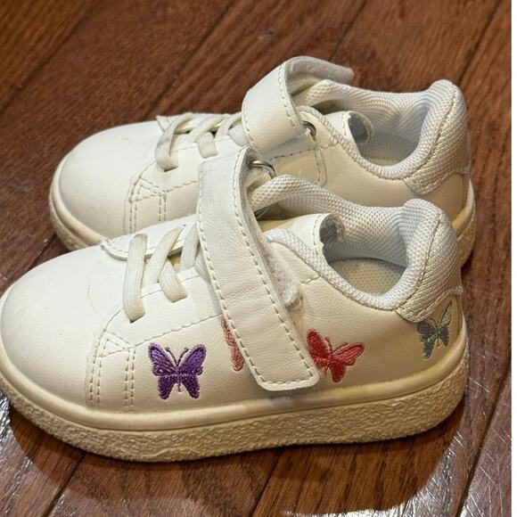 Toddler 6.5C Embroidered Butterfly Sneakers  Non-Slip, Hook & Loop Casual Play - Picture 12 of 16